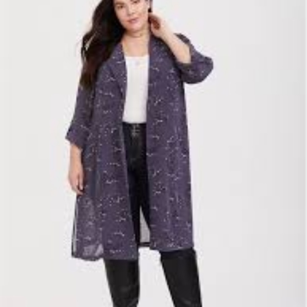 Torrid FLORAL GEORGETTE TRENCH JACKET